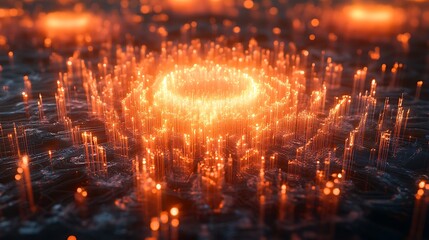 Radiant city of light: Abstract luminous cityscape with futuristic glow