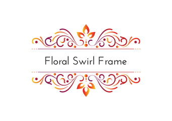 Gradient Floral Swirl Frame Ornament Element for Greeting Card Design