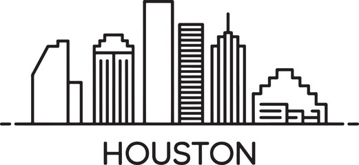 Obraz premium Houston Skyline Outline Black and White Modern American Cityscape Vector Art