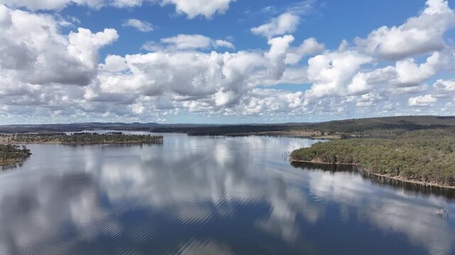 Aerial footage of Lake Barambah Queensland Australia