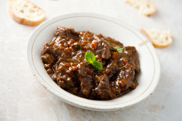 Traditional beef ragout with vegetables