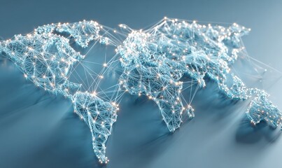 Global network concept with glowing connections across world map, perfect for illustrating international business, technology, and global communication solutions