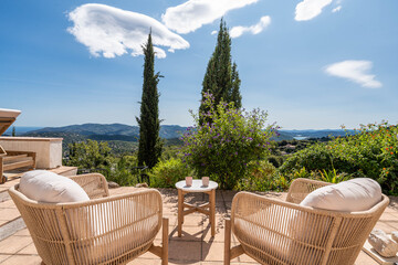 Mediterranean terrace with panoramic countryside view