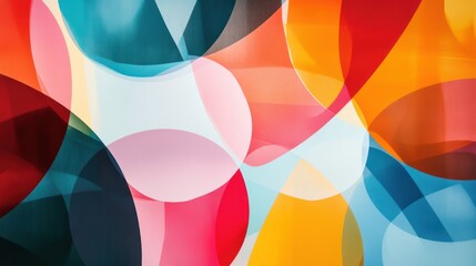Overlapping geometric shapes creating a vivid, modern abstract composition