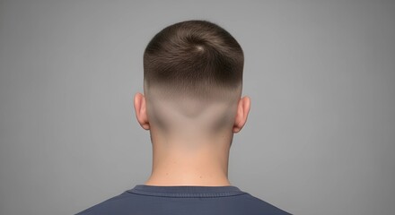 Back of a mans head with a fresh fade haircut.
