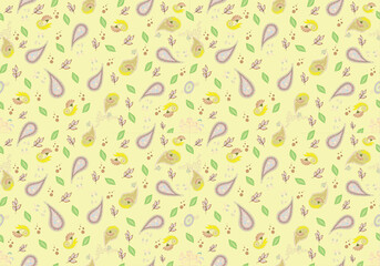 Pastel Paisley Bloom, Paisley Floral Charm,Blooming Paisley
