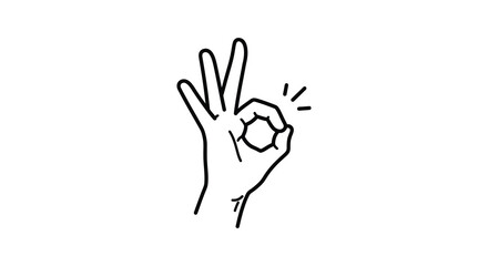 Obraz premium Simple black and white sketch of a hand making the ok gesture