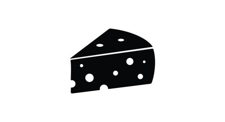 Simple black and white illustration of a triangular cheese slice with holes