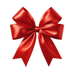 Shiny Red Satin Ribbon Bow Isolated on White Background Keywords: bow, ribbon, red, satin, silk, gift, present, decoration isolated on a transparent background
