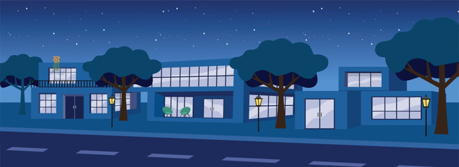 Power Outage Home Scene. Blackout House Illustration. Dark House at Night. Modern residential. City house. Midnight house. Home landscape.