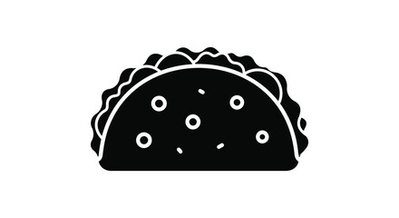 Simple black and white illustration of a classic delicious looking taco