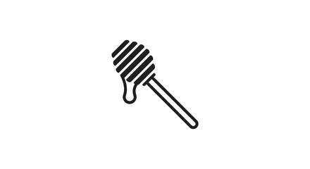 Simple black and white illustration of a honey dipper with dripping honey