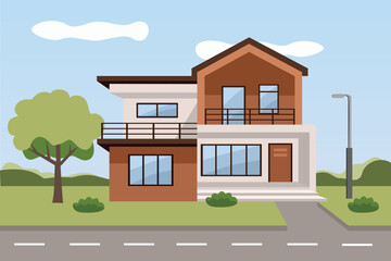 House building. Modern Residential Building. Urban Residential House Design. Housing area. 