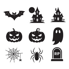 Title: Halloween Silhouettes Icons Set