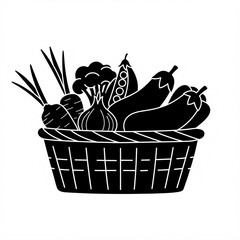 basket of vegetables vector 