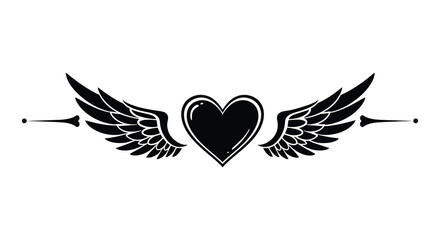 A black heart with spread wings a symbol of love and freedom