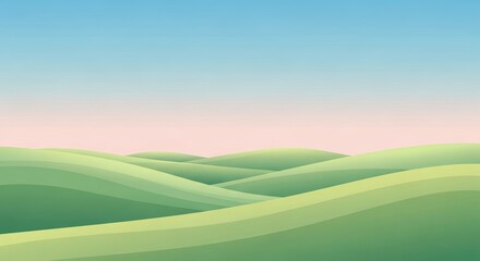 Soft Pastel Nature Background with Layered Green Hills