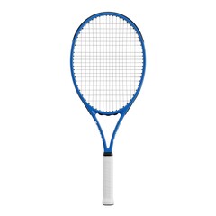 Blue tennis racket with white grip isolated on white background