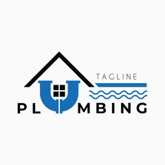 u shaped pipe plumbing logo with minimalist pipe design