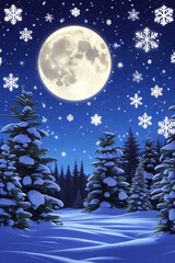 Obraz premium christmas night landscape with snow