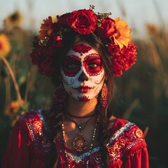 woman halloween costume.day of the dead concept