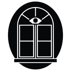 Dark Window Surveillance Icon Background