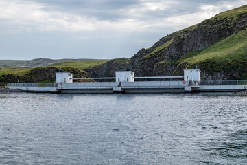  lake and dam on lake in Iceland