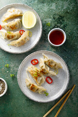 Fried dumplings with chili sauce