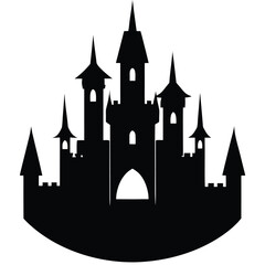 Obraz premium Dark Castle Silhouette Icon Background