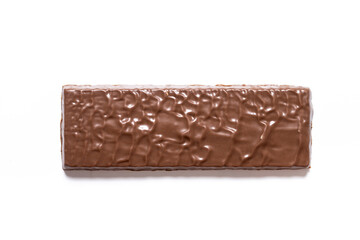 Chocolate nougat bar isolated on white background