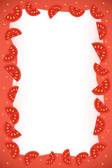 Tomato slices border perfect for food design, decorative frame for kitchen projects