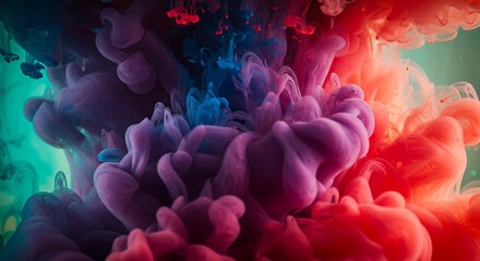 Obraz premium Vibrant abstract color explosion with swirling paint in liquid