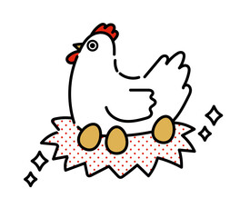 金の卵を産むニワトリのイラスト