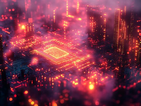 Abstract representation of data, connections, and technology with a circuit board