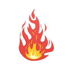 Flame Illustration Red and Yellow Fire. Burning Clipart, Vector Illustration