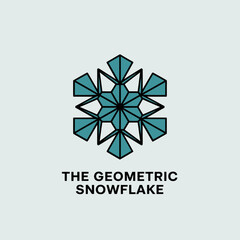 stylized snowflake logo, angular ice crystal, geometric winter mark, cool seasonal branding, contemporary clean vector design