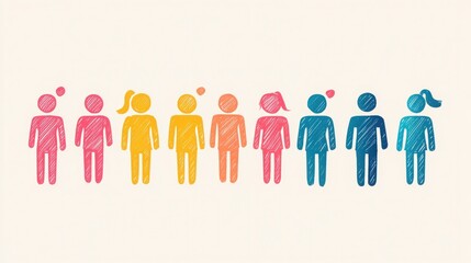 Colorful people icons representing diversity and inclusion isolated on white background