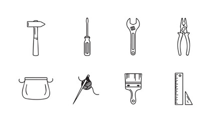 Vector art of hand tools set icon