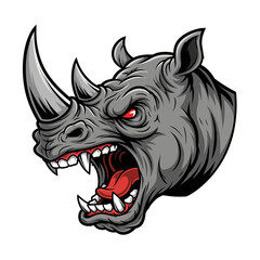 Furious Rhino Head Mascot Vector – Powerful Beast Logo
