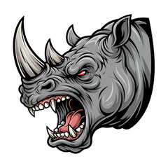 Furious Rhino Head Mascot Vector – Powerful Beast Logo
