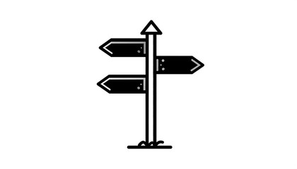 Simple black and white directional sign