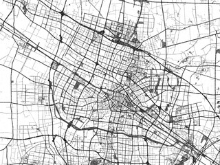 Poster-ready black and white illustration map of Changzhou, China, detailed and artistic.