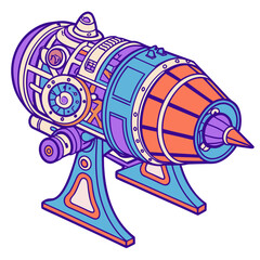 Colorful futuristic rocket engine machine vector illustration
