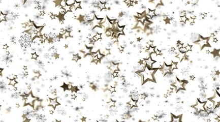 Sparkling gold stars and snowflakes on white. Perfect for holidays, celebrations, and winter themes.