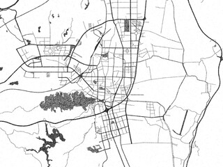 Obraz premium Poster-style sketch map of Qujing, China, designed in artistic monochrome.