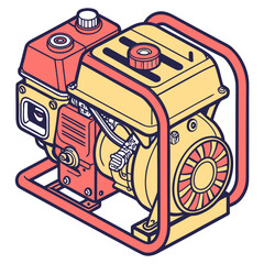 Red and yellow portable generator vector engine machine