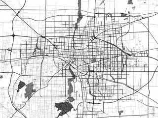 Naklejka premium Poster-ready monochrome city map of Weifang, China, with detailed streets and rivers.