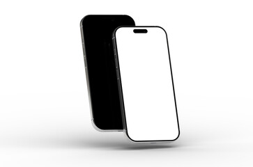High-quality mockup of two smartphones with blank screens, perfect for app presentations or website design.