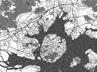 Obraz premium Minimalist monochrome city map of Xiamen, China, illustrated with urban detail.