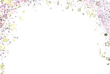 Sparkling gold stars and glitter confetti border. Perfect for holidays, celebrations, and festive designs. Download now!